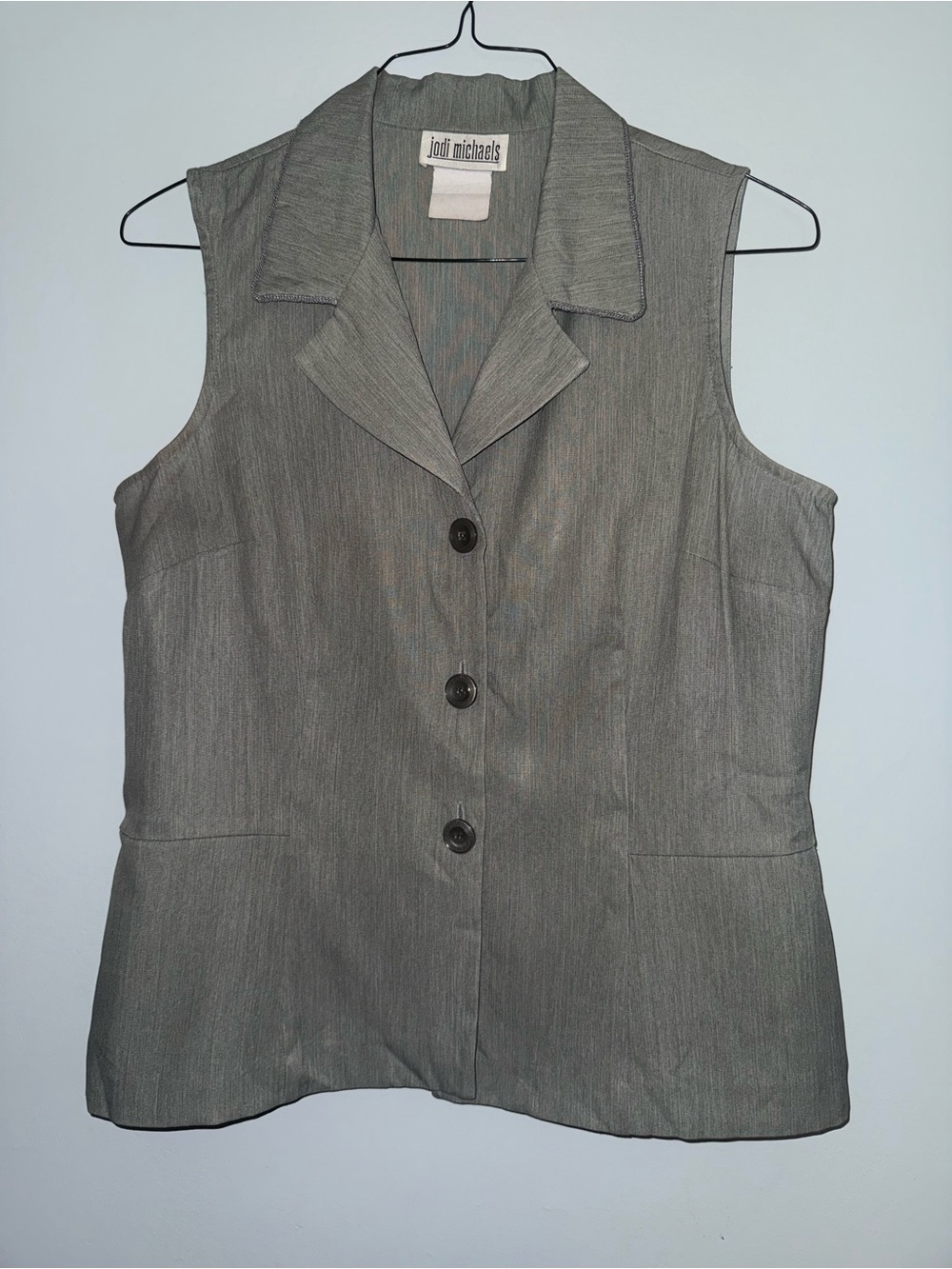 Vintage Jodi Michaels Gray Sleeveless Button-Front Tailored Vest